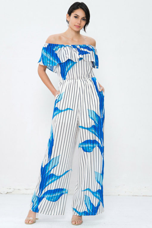 Blue Leaves Ruffle  Jumpsuit - Image 10