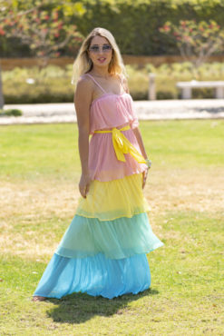 Pastel Colors Tiered Maxi Dress