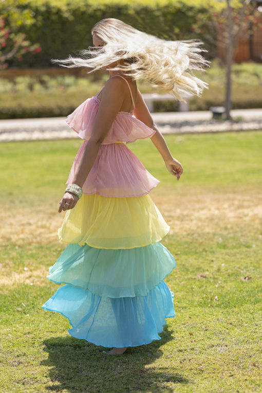 Pastel Colors Tiered Maxi Dress - Image 2