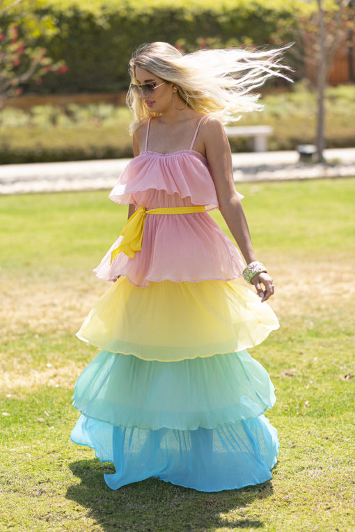 Pastel Colors Tiered Maxi Dress - Image 4