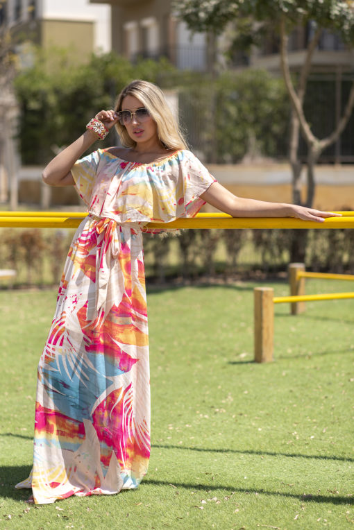 Colorful Chiffon Maxi Dress - Image 3