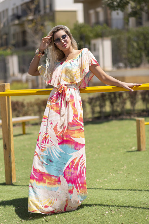 Colorful Chiffon Maxi Dress - Image 4