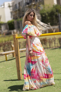 Colorful Chiffon Maxi Dress