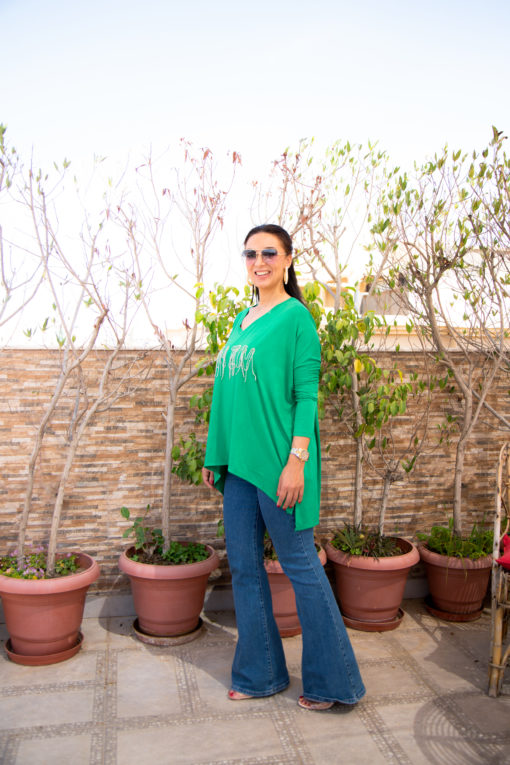 Fringe Rhinestone Green Top (ONZN) - Image 2