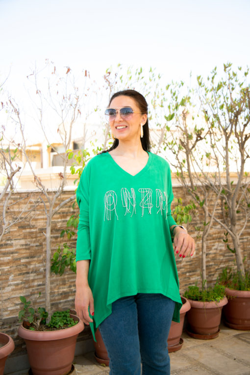 Fringe Rhinestone Green Top (ONZN)