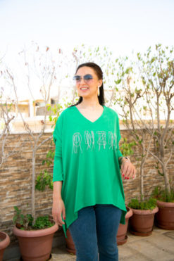 Fringe Rhinestone Green Top (ONZN)