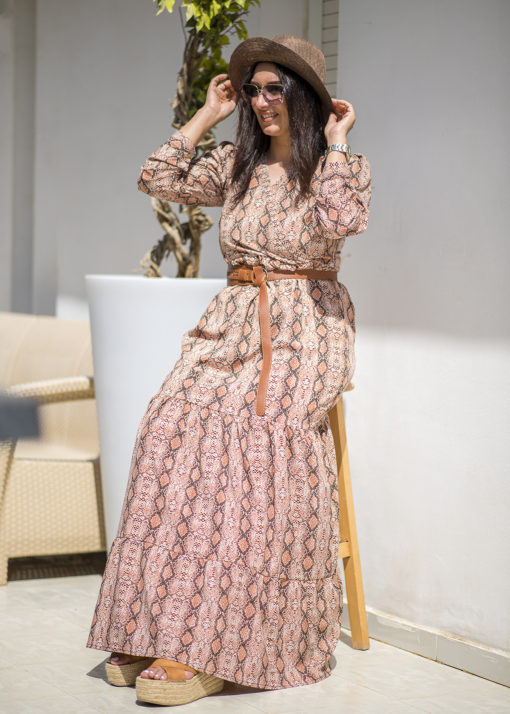Snake Skin Spanish Long Sleeves Dress - Image 3