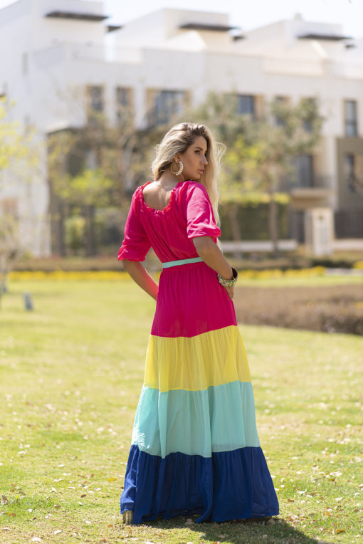 Belted Color Blocks Maxi Dress - Image 6