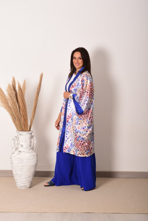 Colorful Leo Print Silk Kimono - Image 2