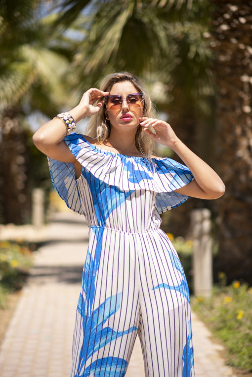 Blue Leaves Ruffle  Jumpsuit - Image 2