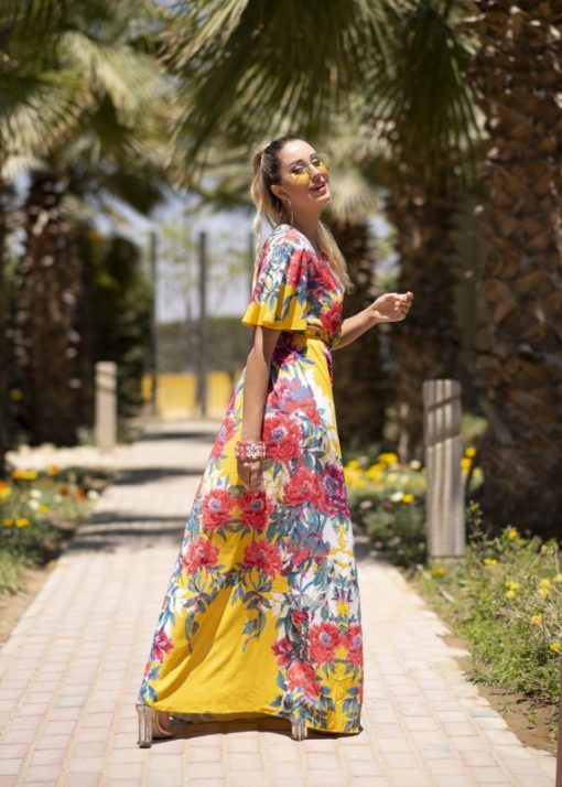 Yellow Floral American Maxi Dress - Image 6