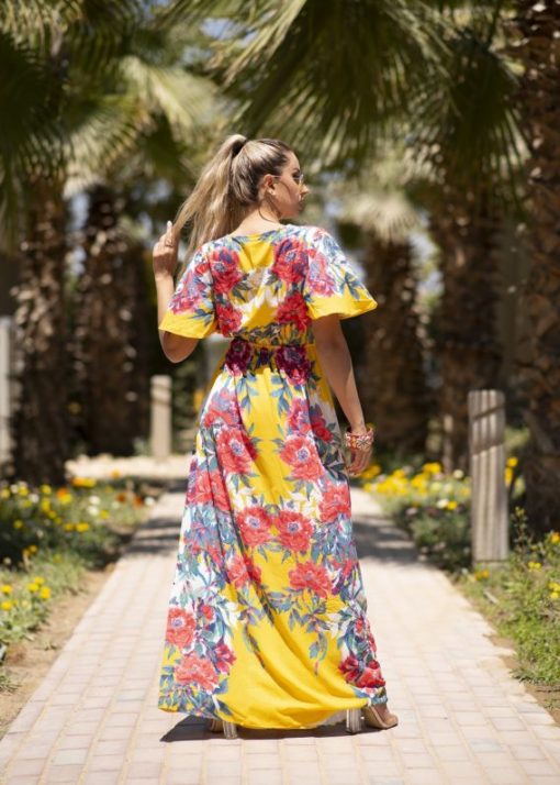 Yellow Floral American Maxi Dress - Image 5