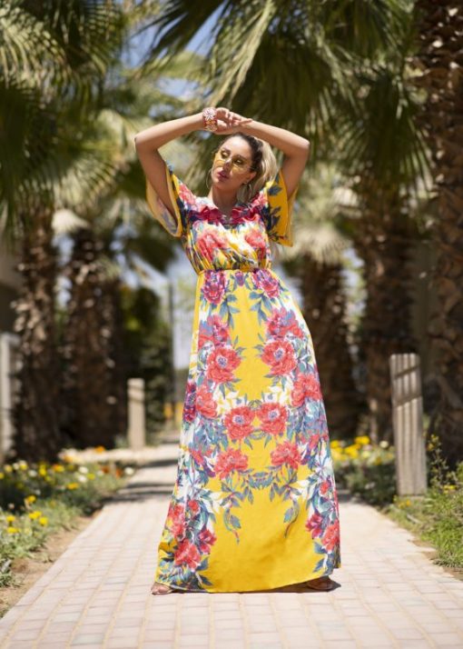 Yellow Floral American Maxi Dress - Image 3