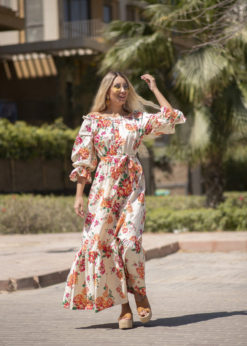 Orange Flower  American Maxi Dress