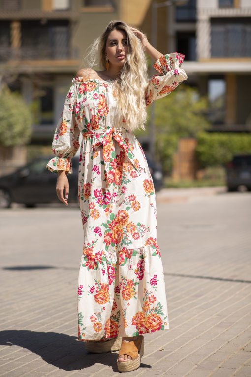 Orange Flower  American Maxi Dress - Image 6
