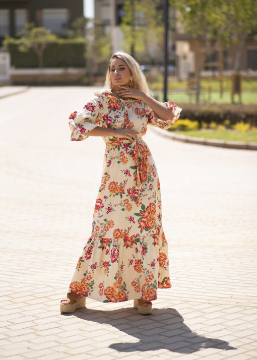 Orange Flower  American Maxi Dress - Image 2