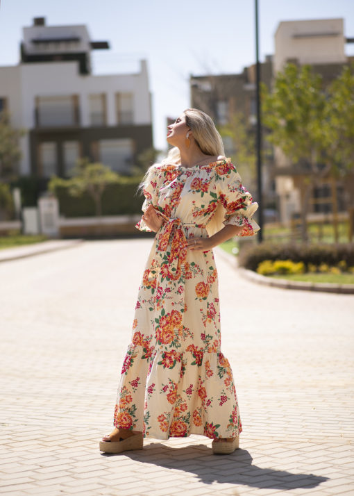 Orange Flower  American Maxi Dress - Image 5
