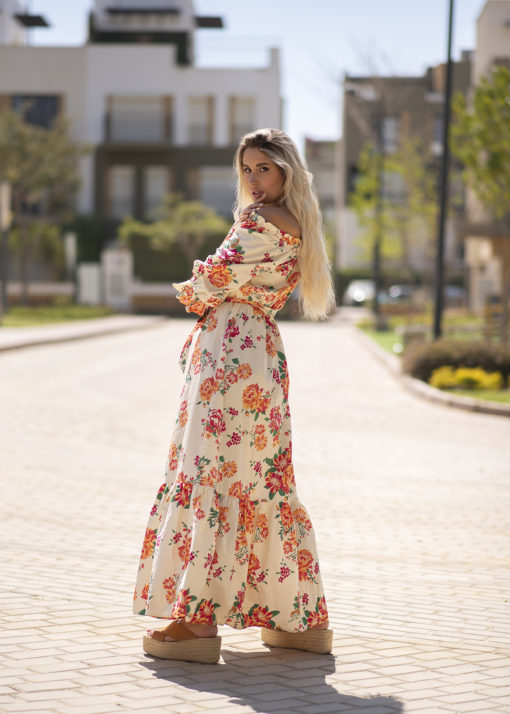 Orange Flower  American Maxi Dress - Image 3