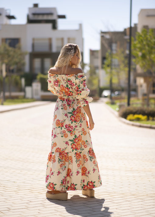 Orange Flower  American Maxi Dress - Image 4