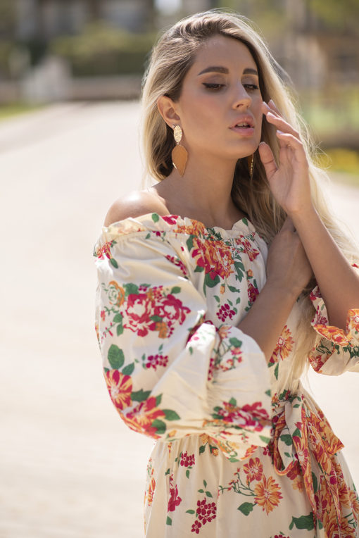 Orange Flower  American Maxi Dress - Image 7
