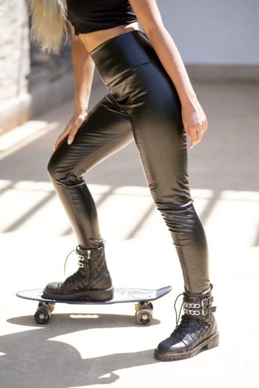 High Waist Leather Leggings - Image 3