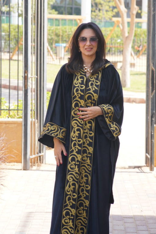 Black Velvet Hoodie Kaftan - Image 6