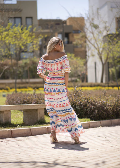 American Zigzag Print Sleeves Maxi Dress - Image 2