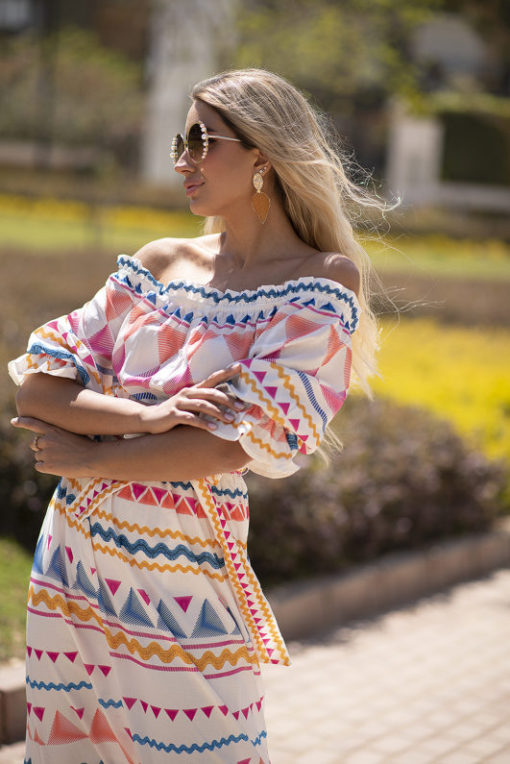 American Zigzag Print Sleeves Maxi Dress - Image 6