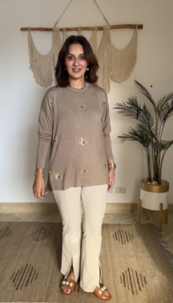 Embriodery Evil Eye Viscous Top