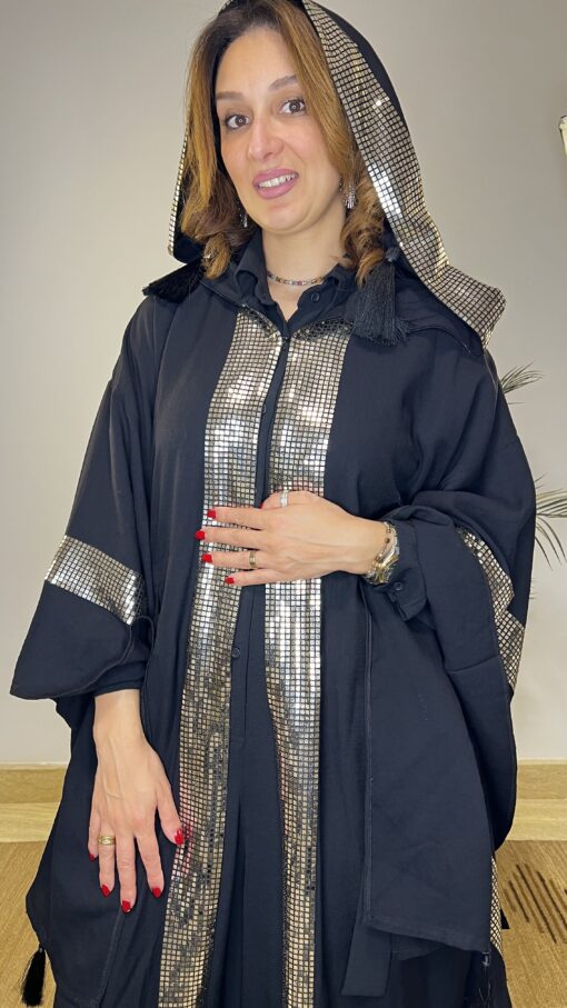 Silver Sequins Black Kaftan