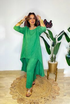 High low linen set