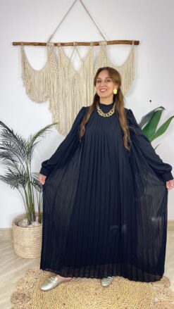 Pleated Sleeves Chiffon Dress