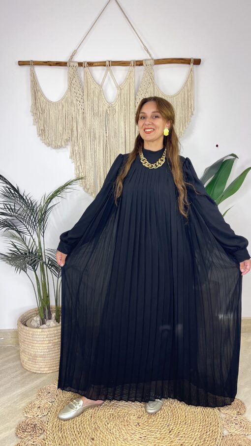 Pleated Sleeves Chiffon Dress