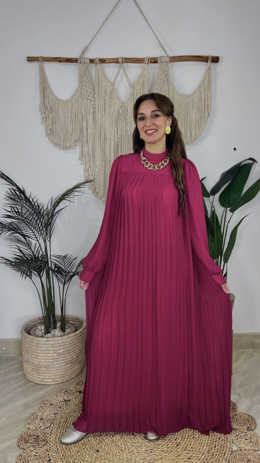 Pleated Sleeves Chiffon Dress - Image 9