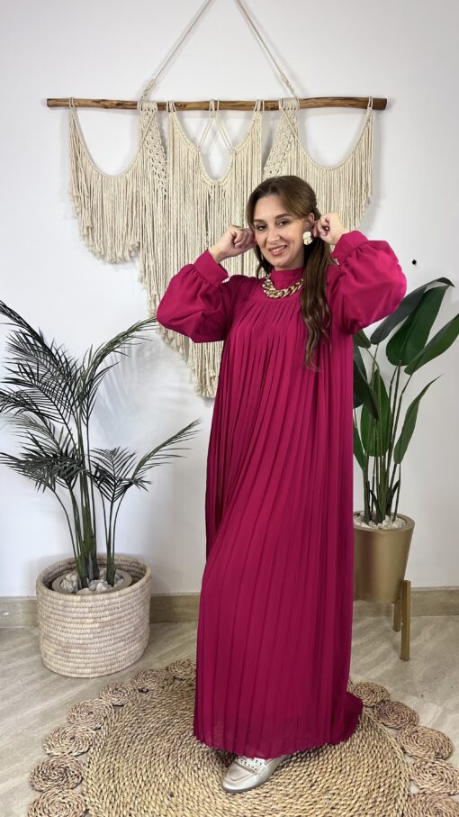 Pleated Sleeves Chiffon Dress - Image 6