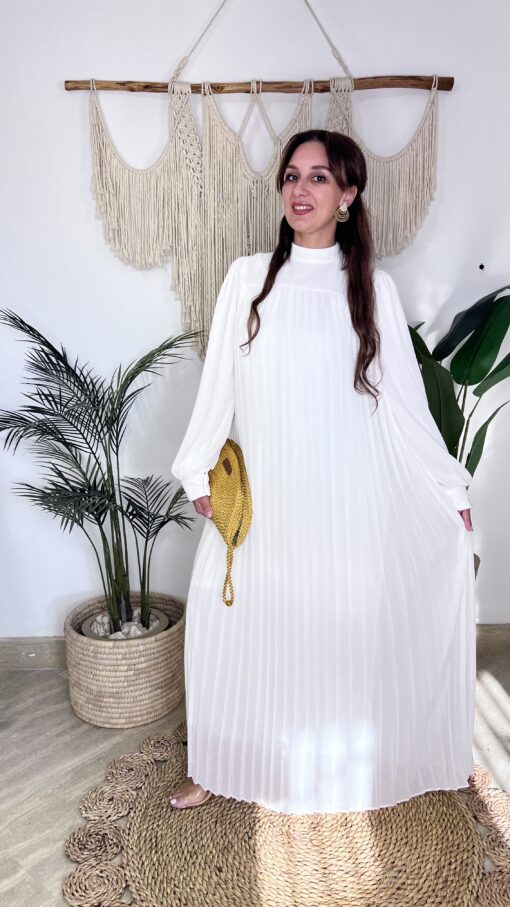 Pleated Sleeves Chiffon Dress - Image 5