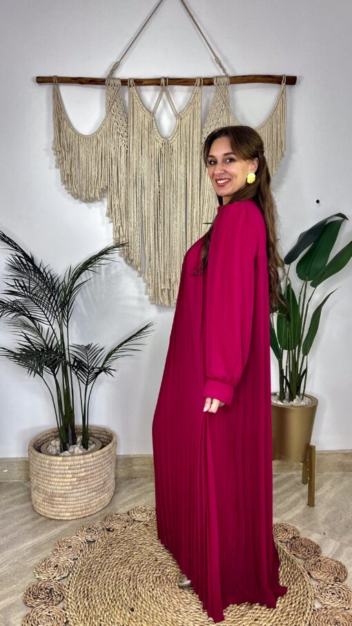 Pleated Sleeves Chiffon Dress - Image 8