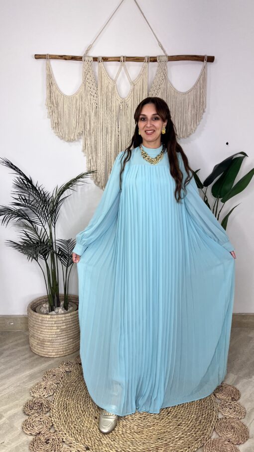 Pleated Sleeves Chiffon Dress - Image 14