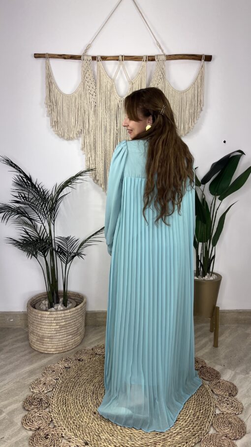 Pleated Sleeves Chiffon Dress - Image 13