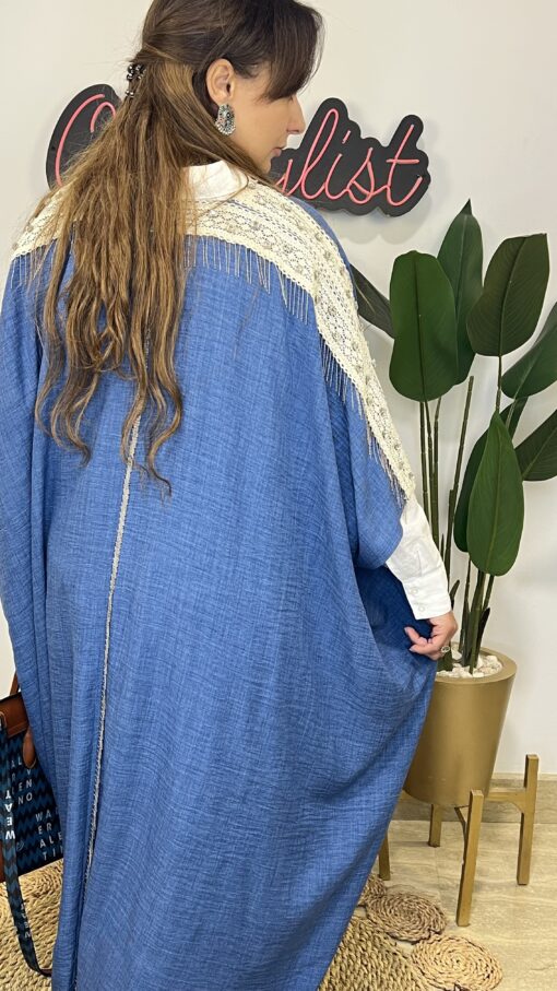 Denim Kaftan Embriodered  On Shoulder - Image 4