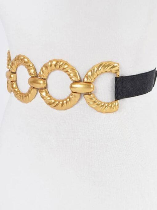 Elastic Waist Belt With Gold Accessories - Image 2