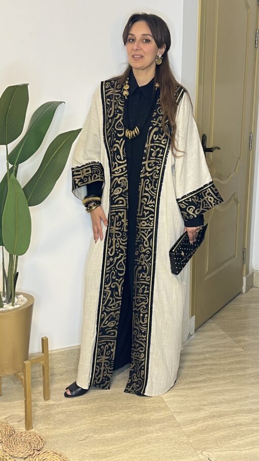 Linen Calligraphy Kaftan - Image 3