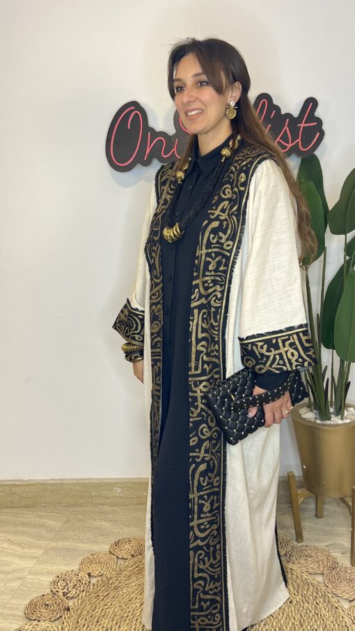 Linen Calligraphy Kaftan - Image 2