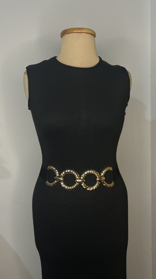 Elastic Waist Belt With Gold Accessories - Image 3