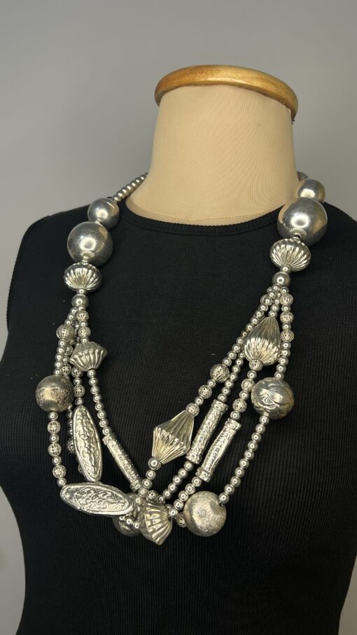 Indian Multi Layer Silver Necklace - Image 2